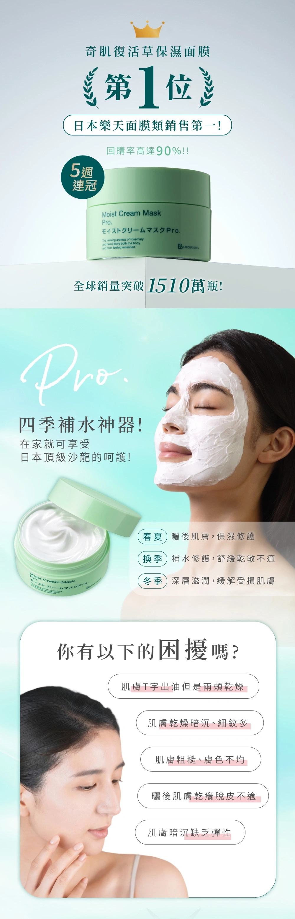 奇肌復活草保濕面膜 100g-滋潤型