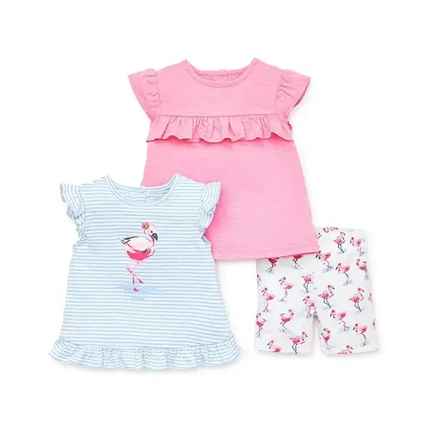 【Little Me】紅鶴上衣二件/短褲組