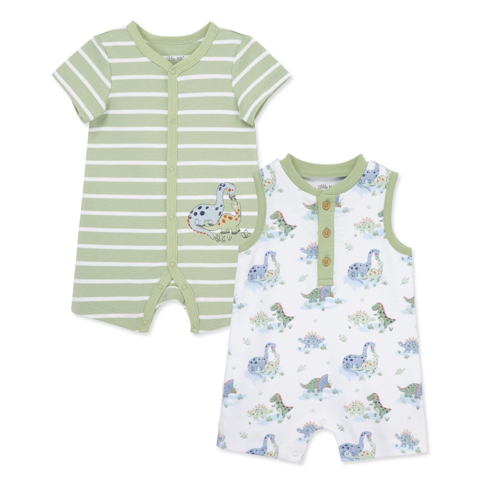 【Little Me】恐龍條紋短兔裝二入組