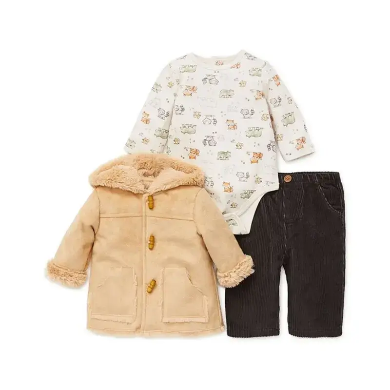 【Little Me】狐狸連帽外套＋連身衣＋褲3件組