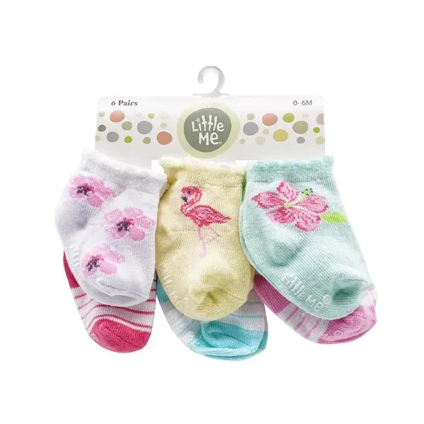 【Little Me】花卉女襪六入組