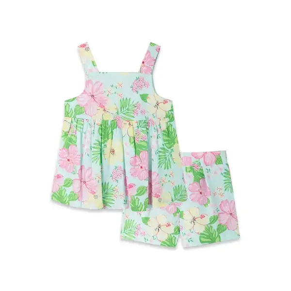 【Little Me】熱帶花卉背心上衣/短褲