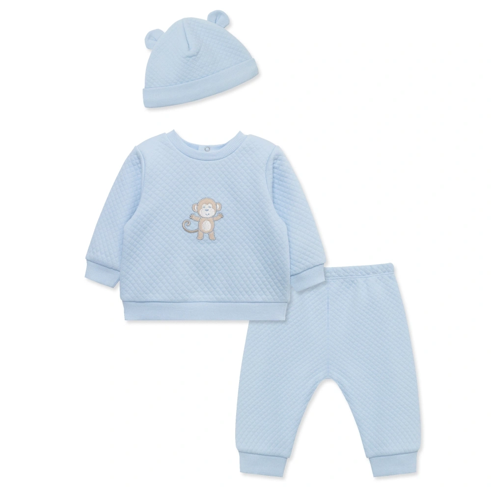 【Little Me】藍猴有機棉上衣/長褲/帽子