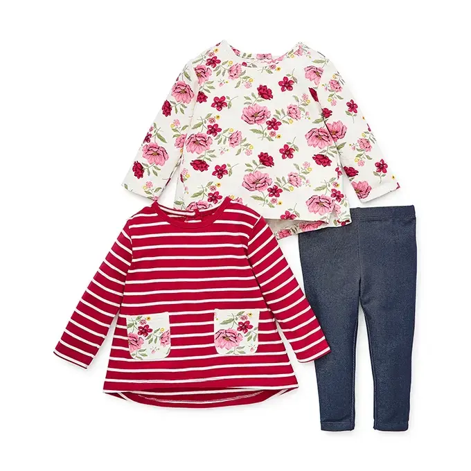 【Little Me】花卉上衣二入＋長褲