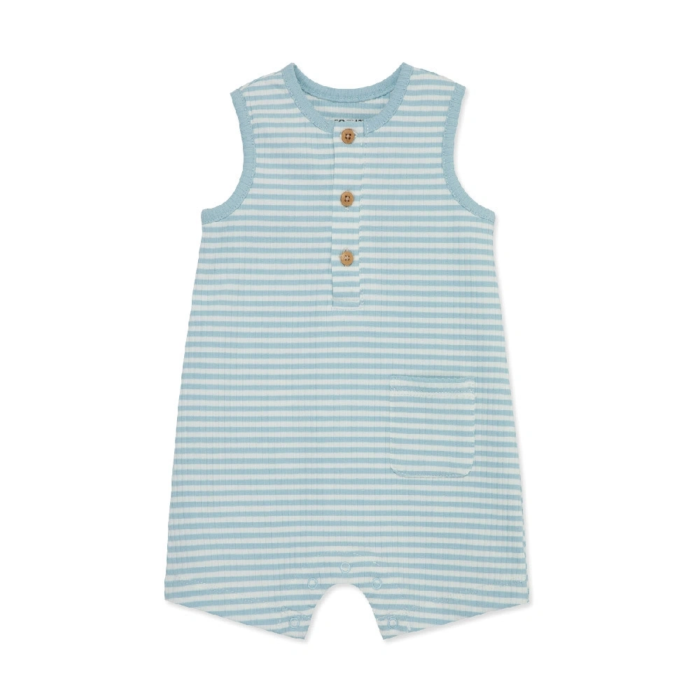 【Little Me】藍色條紋背心短兔裝