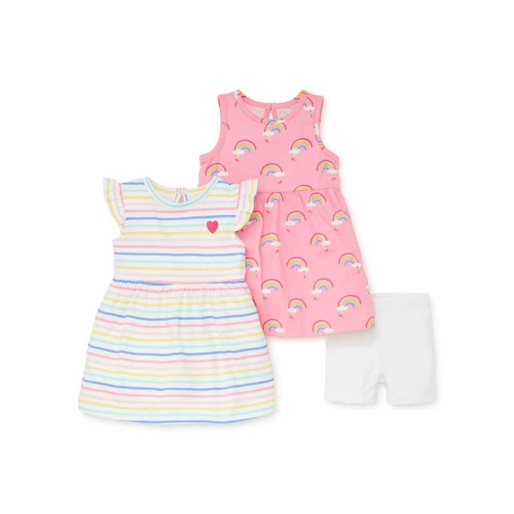【Little Me】彩虹洋裝二入/襯褲組