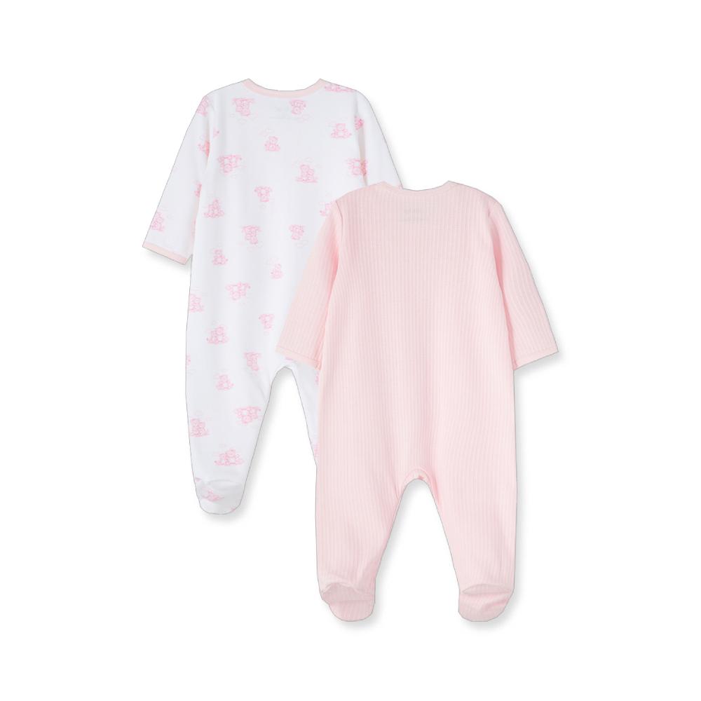 【Little Me】粉小熊連腳兔裝二件組