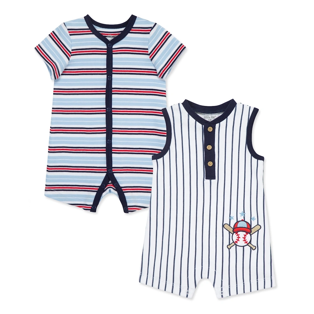 【Little Me】棒球條紋短兔裝二入組