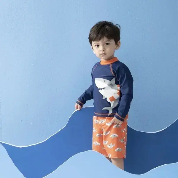 【Little Me】鯊魚長袖防護泳衣