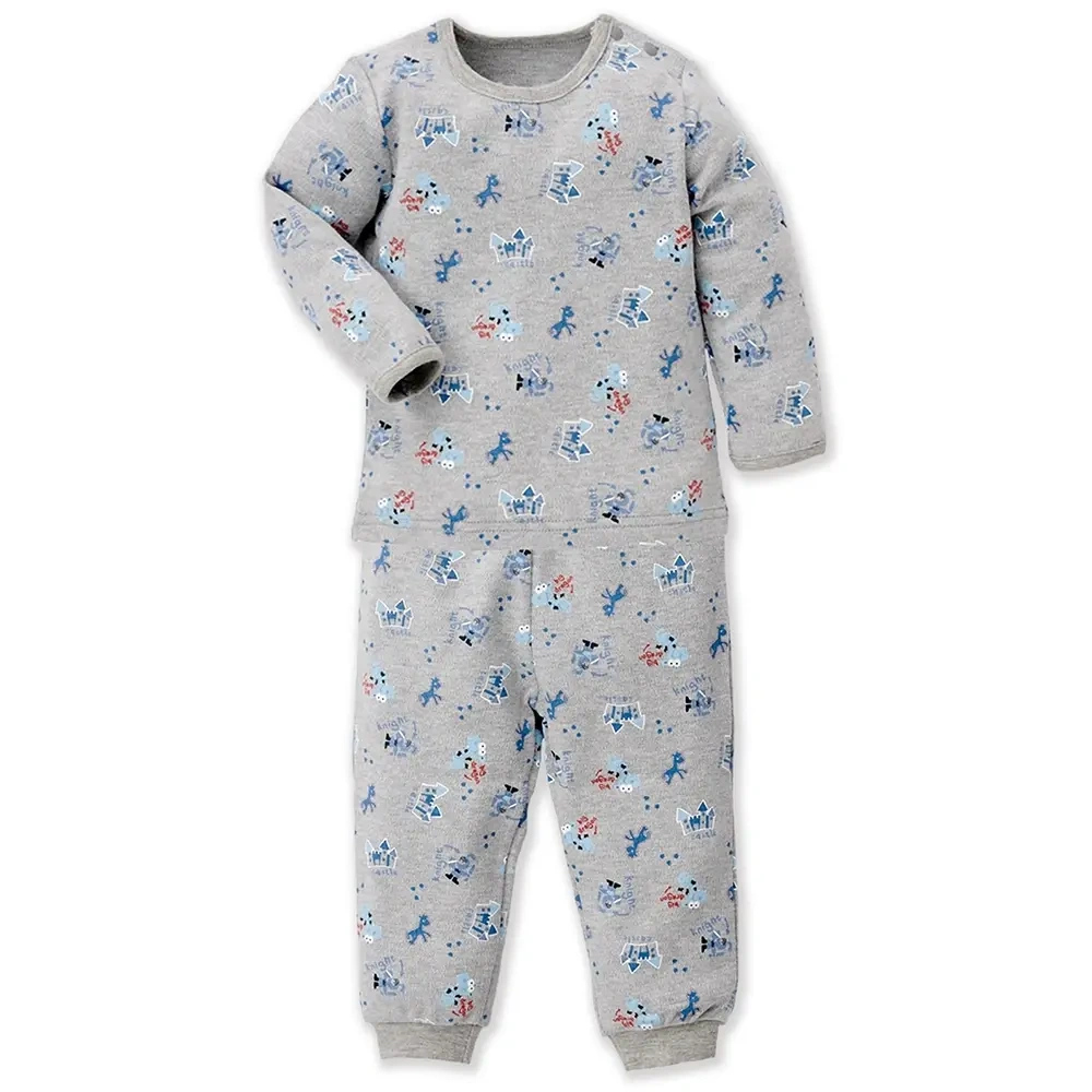 【Baby City娃娃城】美棉長袖肩開套裝/城堡灰