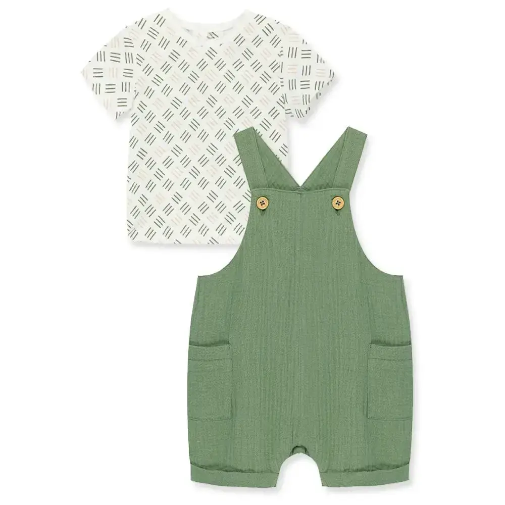 【Little Me】線條上衣/背帶褲