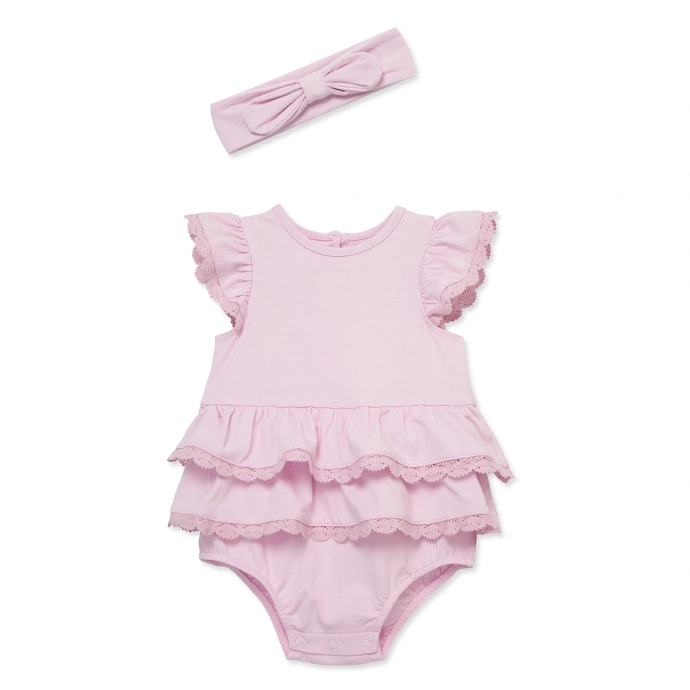 【Little Me】丁香紫竹纖維泡泡連身衣/髮帶