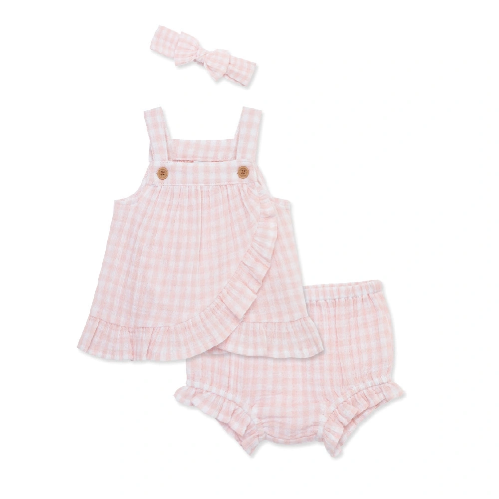 【Little Me】格紋背心上衣/褲子/髮帶