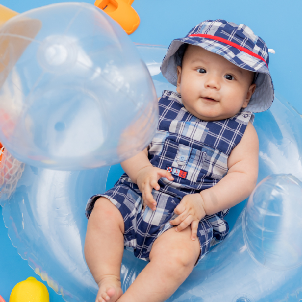 【Little Me】拼布背心褲裝/帽子