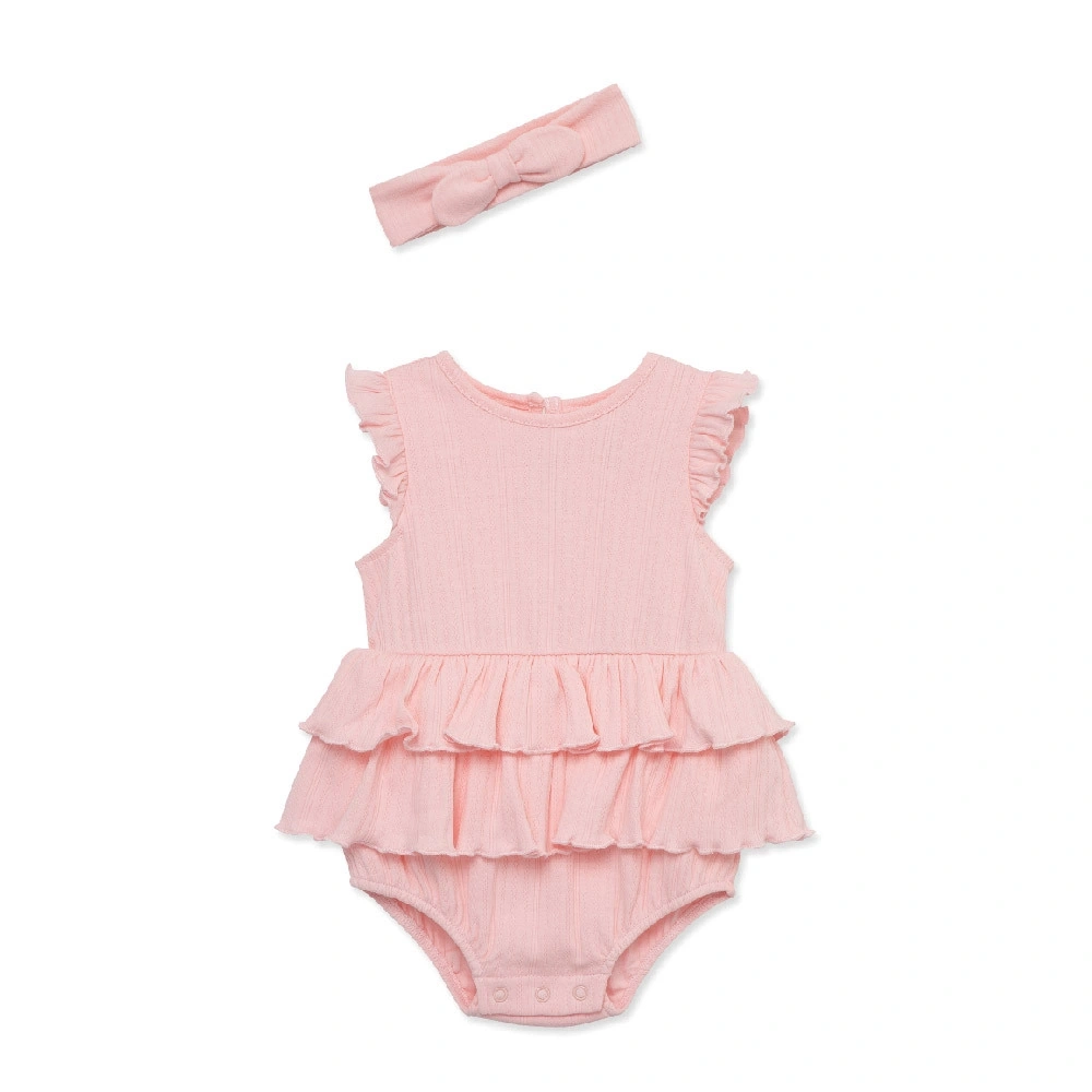 【Little Me】玫瑰泡泡連身衣/髮帶