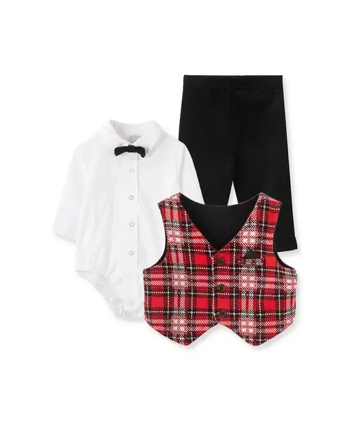 【Little Me】格子背心西裝連身衣/長褲