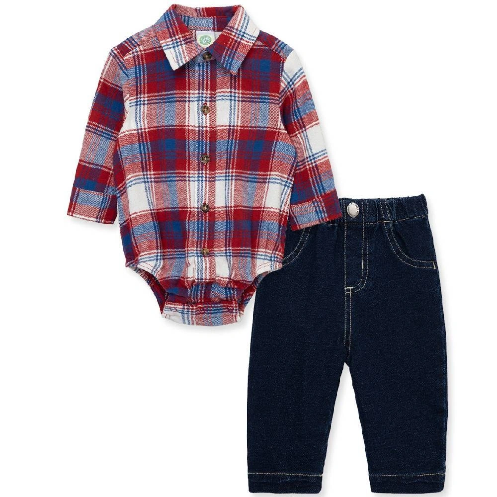 【Little Me】紅格包屁襯衫/長褲