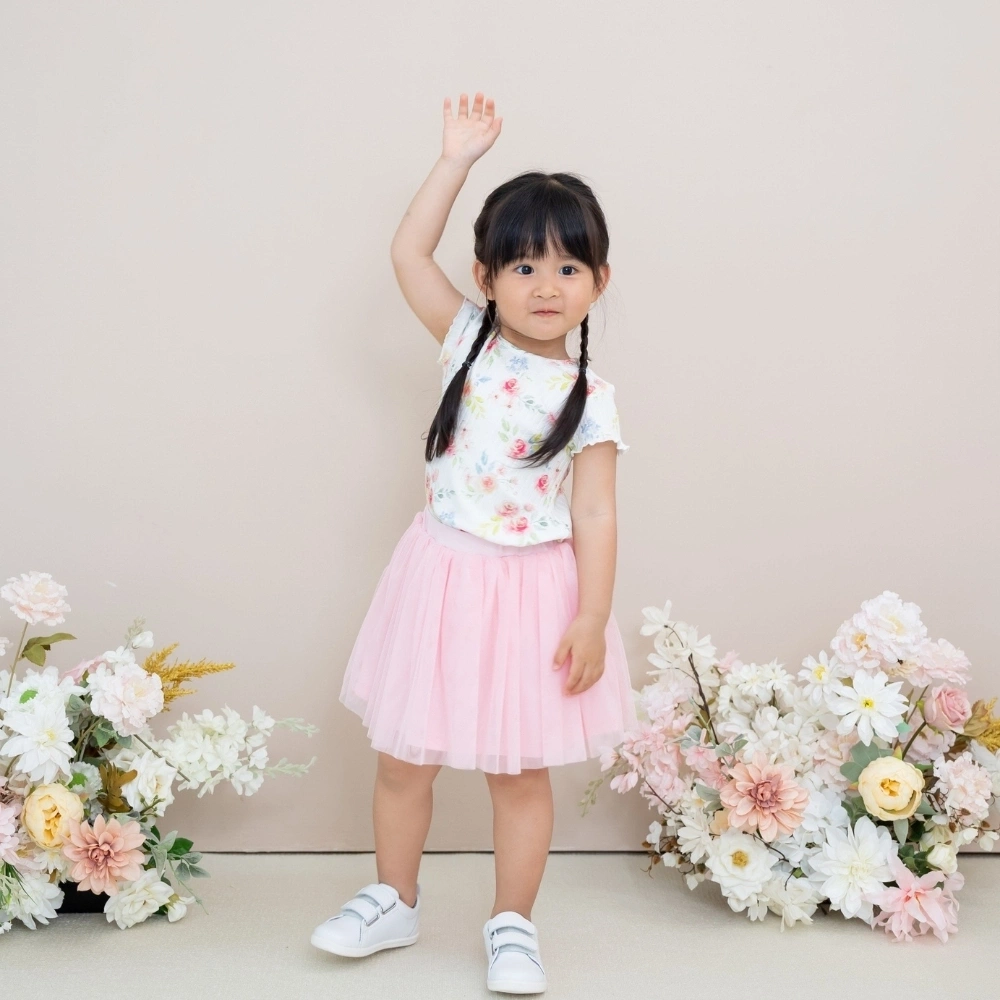 【Little Me】玫瑰捲邊上衣/裙子