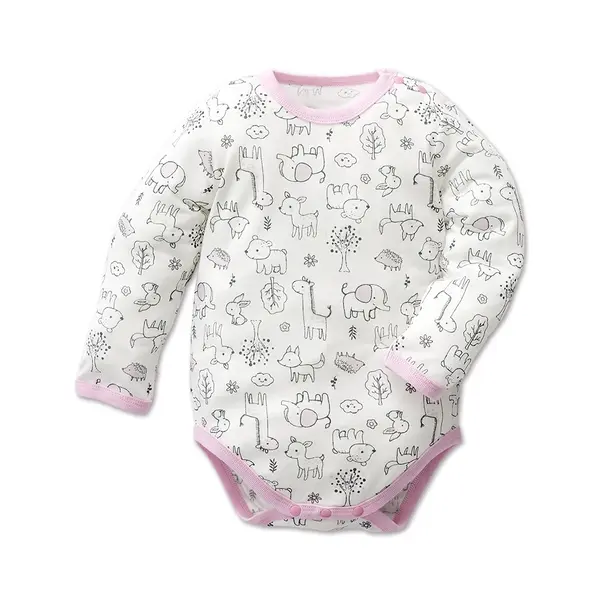 【Baby City娃娃城】長袖肩開連身衣/可愛粉