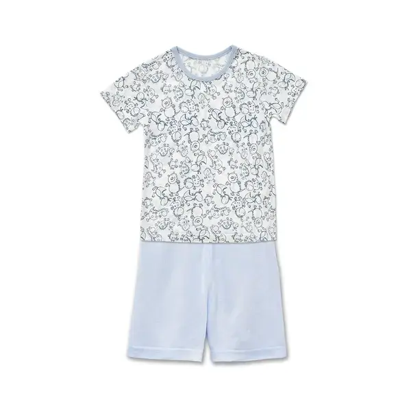 【Baby City娃娃城】天絲萊賽爾短袖套裝/塗鴉藍