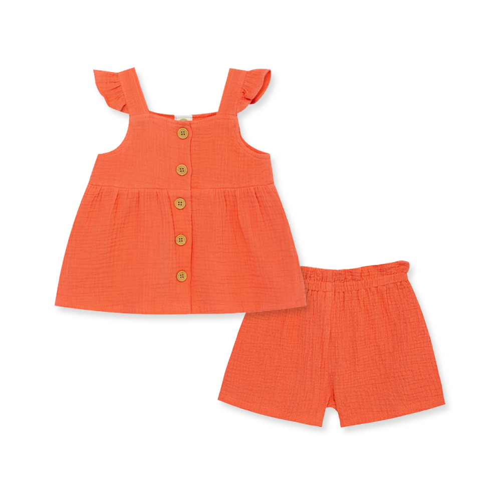 【Little Me】珊瑚橘背心上衣/短褲