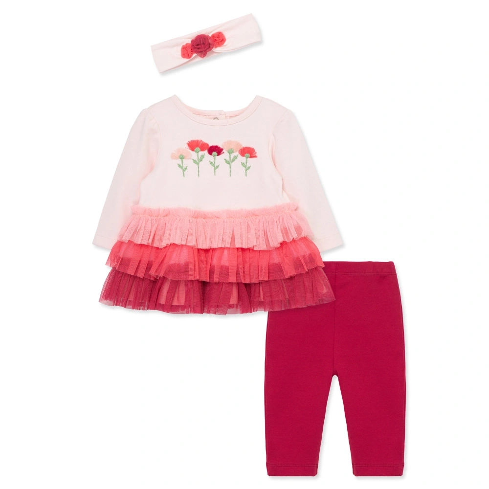 【Little Me】玫瑰花束短裙上衣/長褲/髮帶