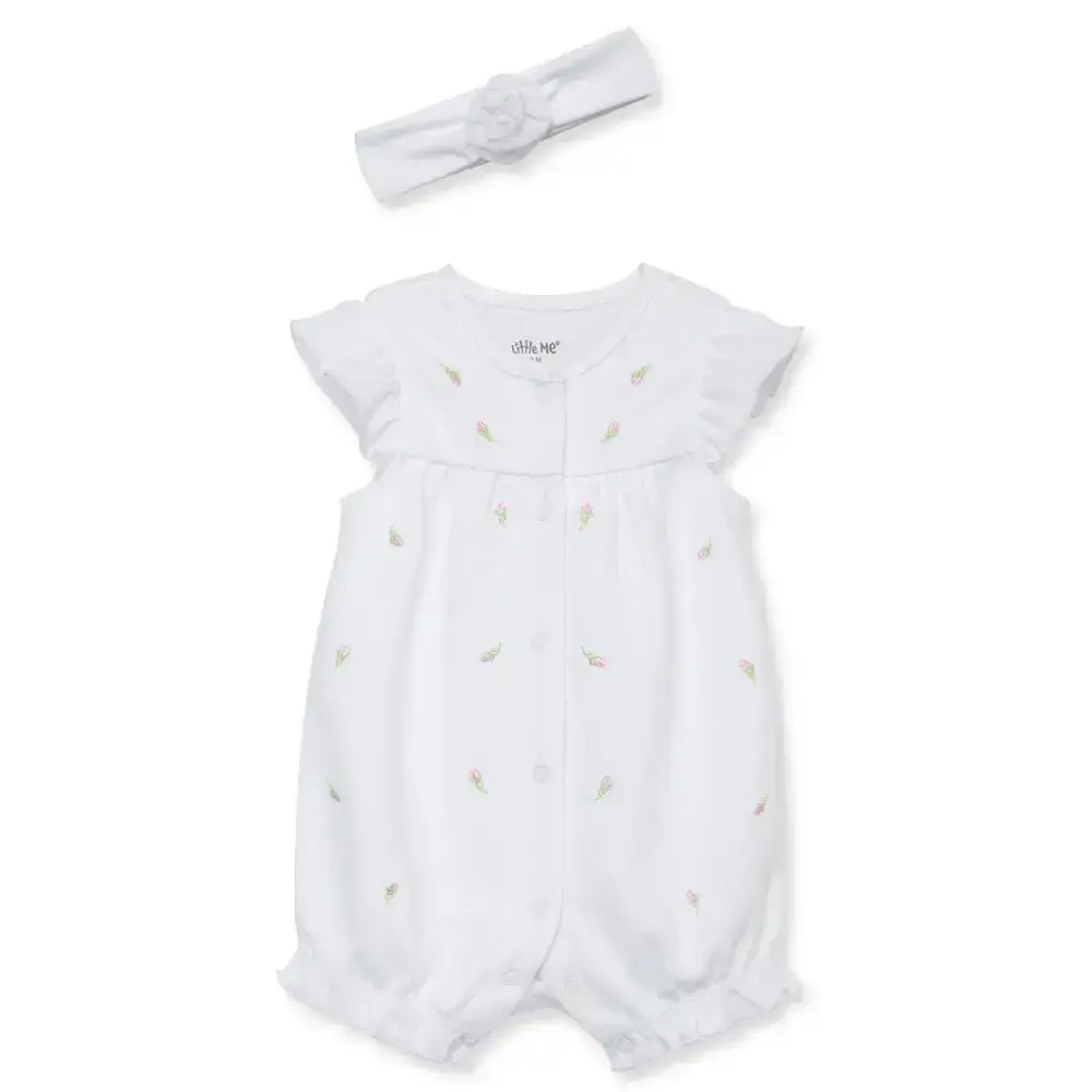 【Little Me】玫瑰花苞短兔裝/髮帶