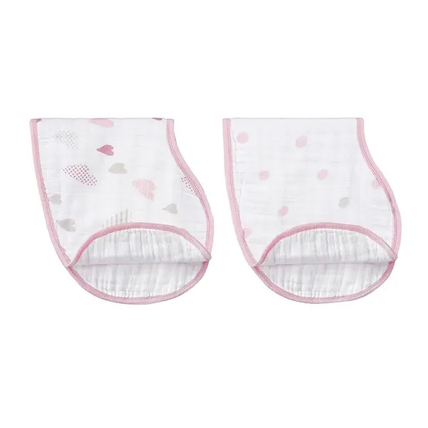 【Aden&Anais】經典圍兜拍嗝兩用巾2入/愛心點點