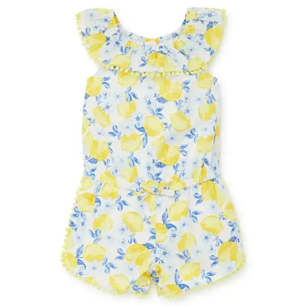 【Little Me】檸檬平織背心連身褲