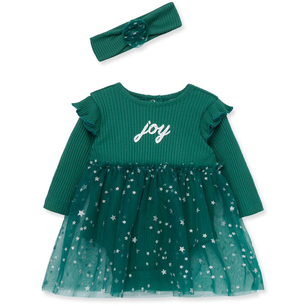 【Little Me】綠色歡樂紗裙/髮帶