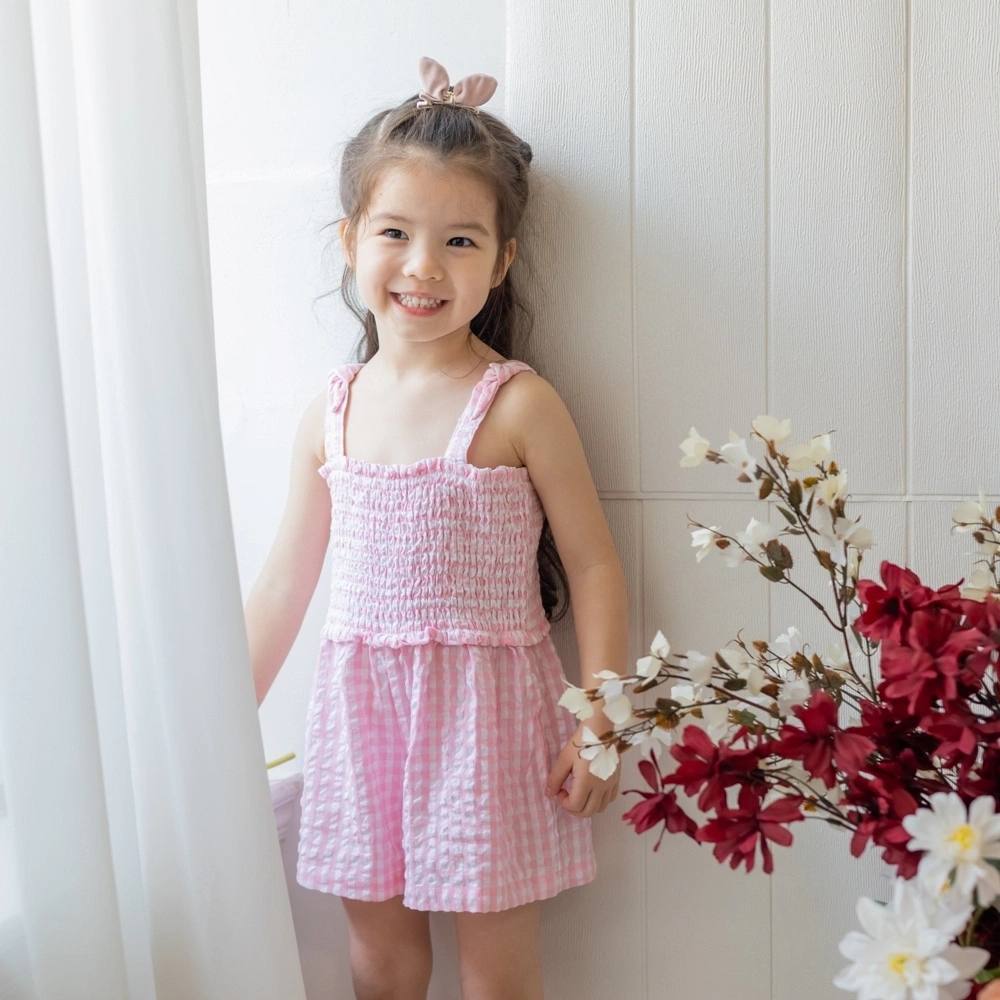 【Little Me】格子鬆緊連身褲