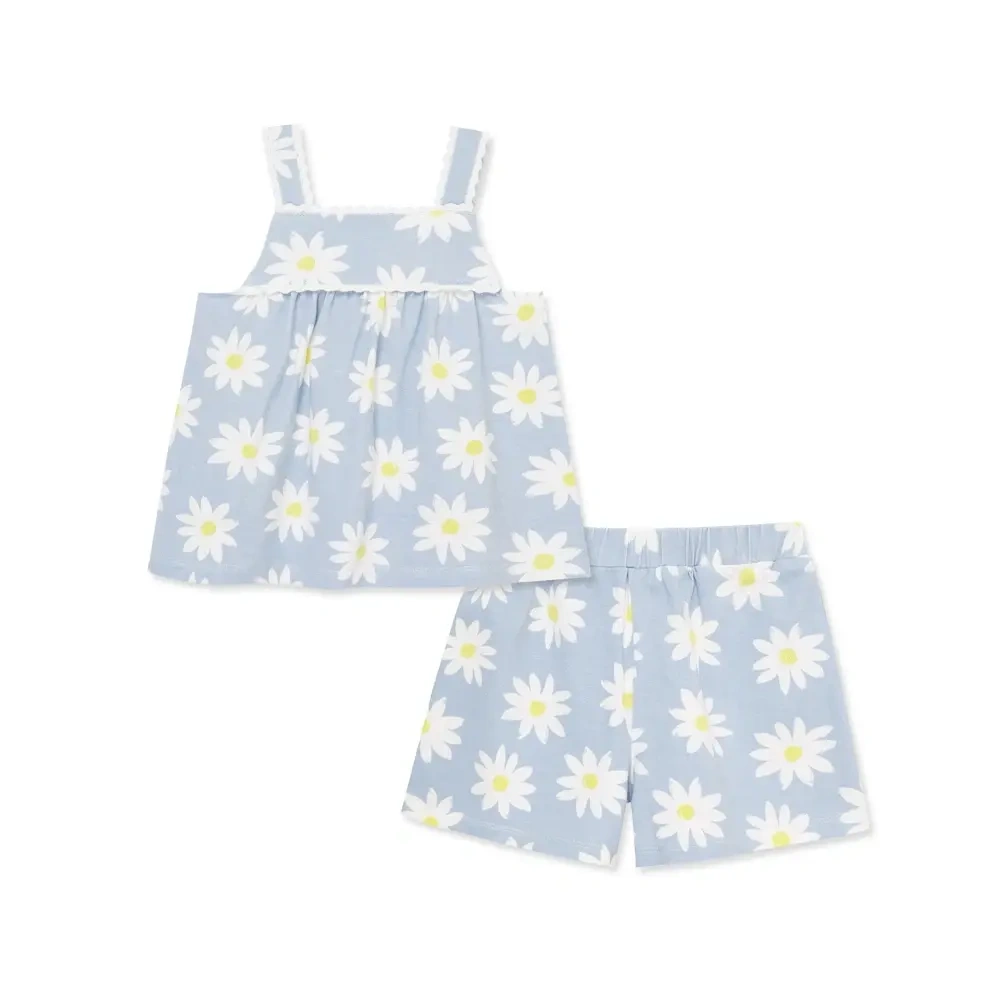 【Little Me】藍色雛菊抓皺背心/褲子
