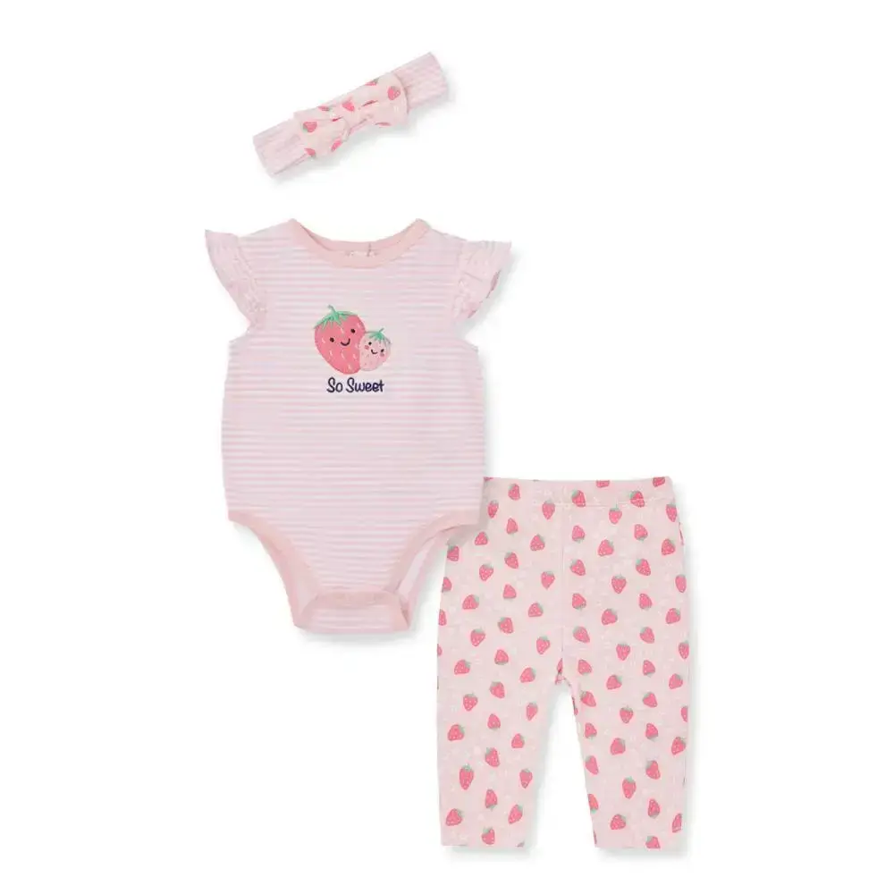 【Little Me】草莓連身衣/長褲/髮帶