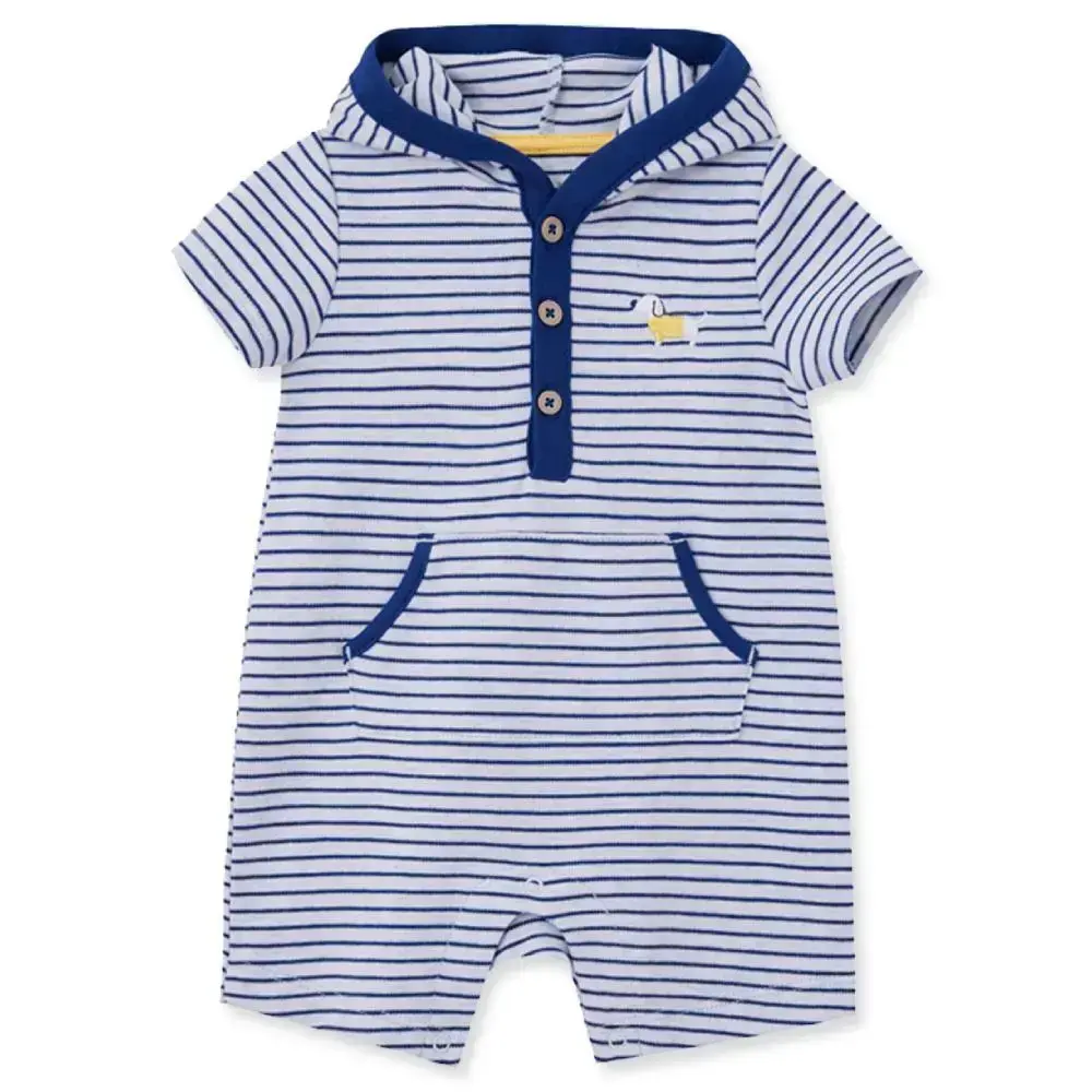 【Little Me】小狗條紋連帽短兔裝