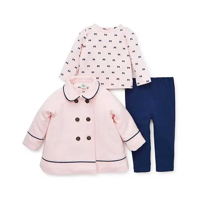 【Little Me】粉紅羊毛外套＋上衣＋長褲