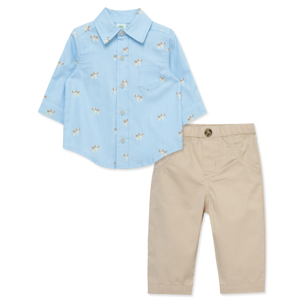 【Little Me】小狗長袖襯衫/長褲