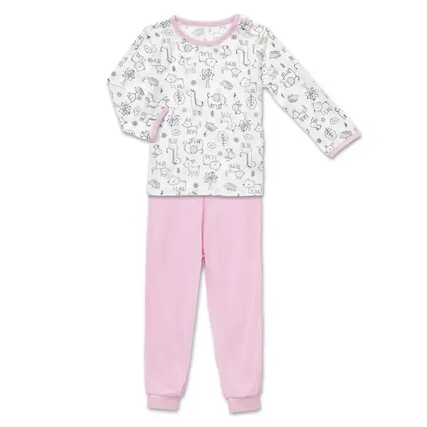 【Baby City娃娃城】天絲萊賽爾長袖肩開套裝/可愛粉