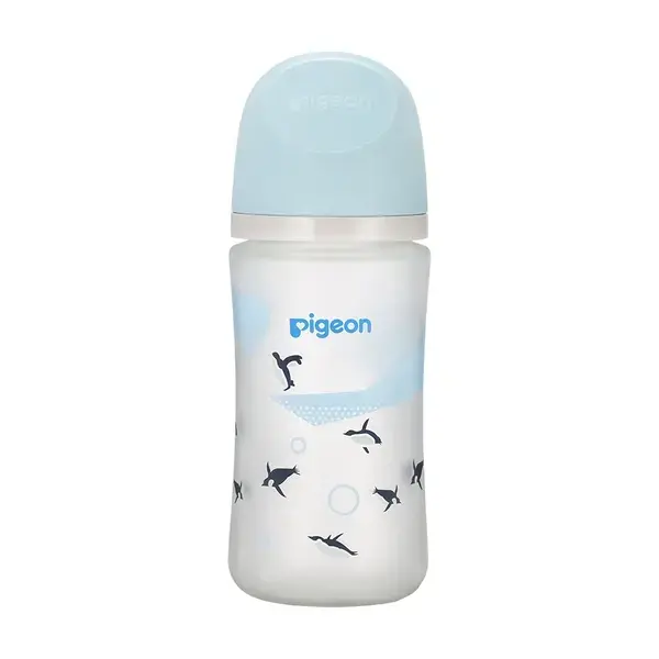 【Pigeon貝親】第三代母乳實感矽膠護層玻璃奶瓶240ml/企鵝