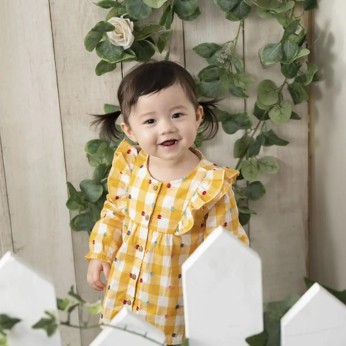 【Little Me】格子長袖平織上衣/長褲