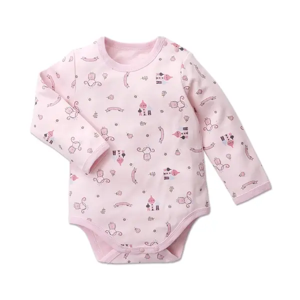 【Baby City娃娃城】長袖肩開連身衣/公主粉