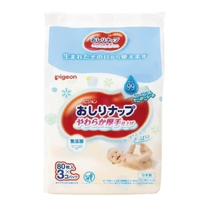 【Pigeon貝親】加厚型純水濕巾80抽3入