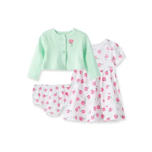 【Little Me】玫瑰洋裝/襯褲/外套