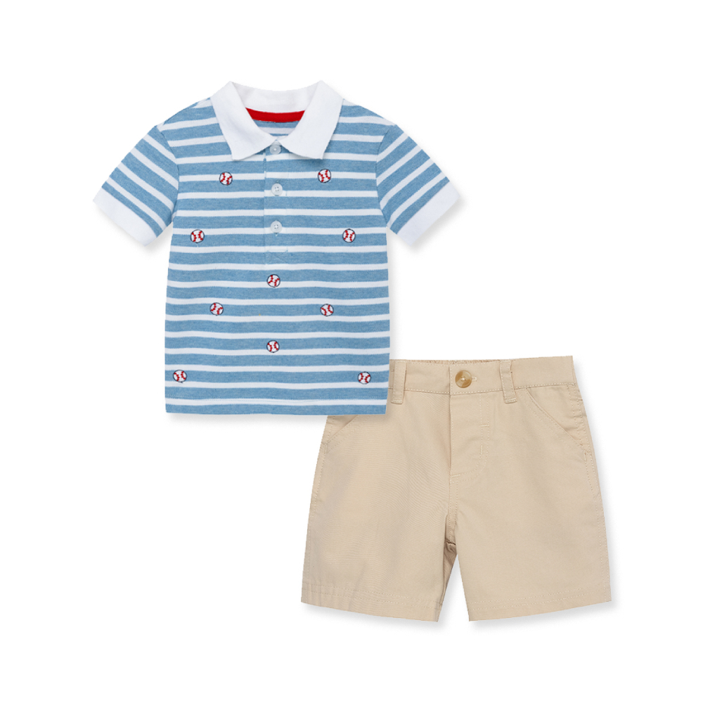 【Little Me】棒球POLO衫/短褲