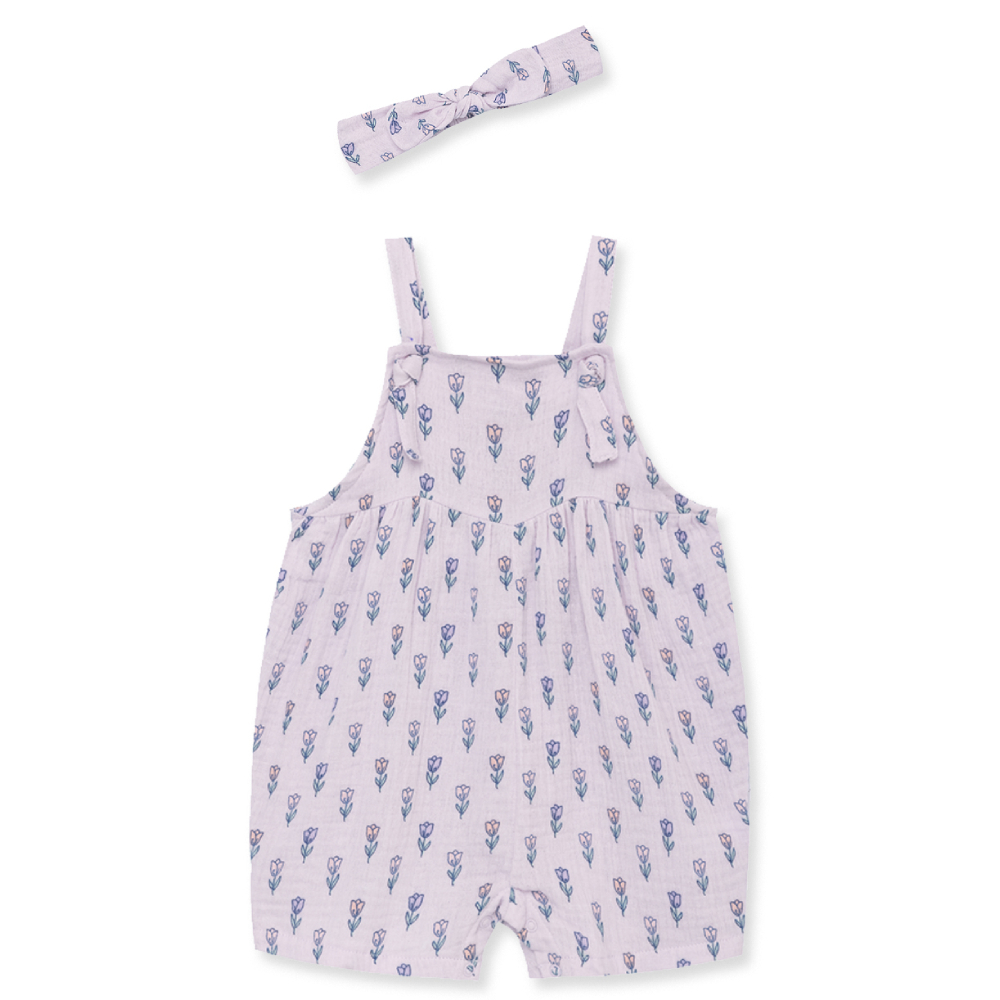 【Little Me】花園吊帶褲/髮帶