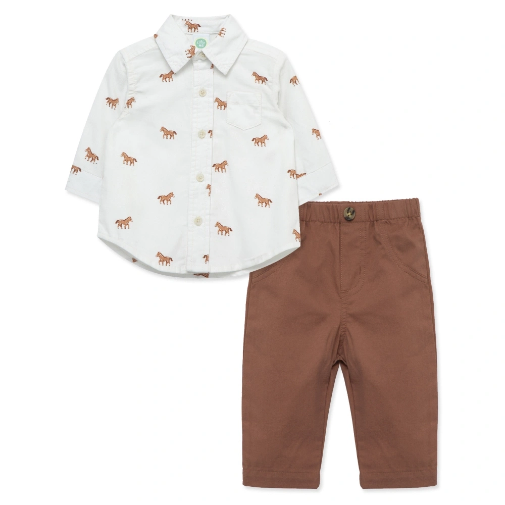 【Little Me】小馬長袖襯衫/長褲