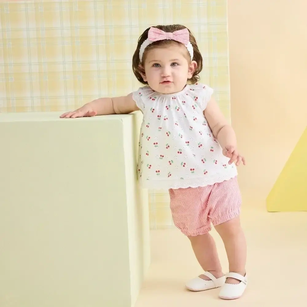 【Little Me】櫻桃花邊上衣/褲子/髮帶