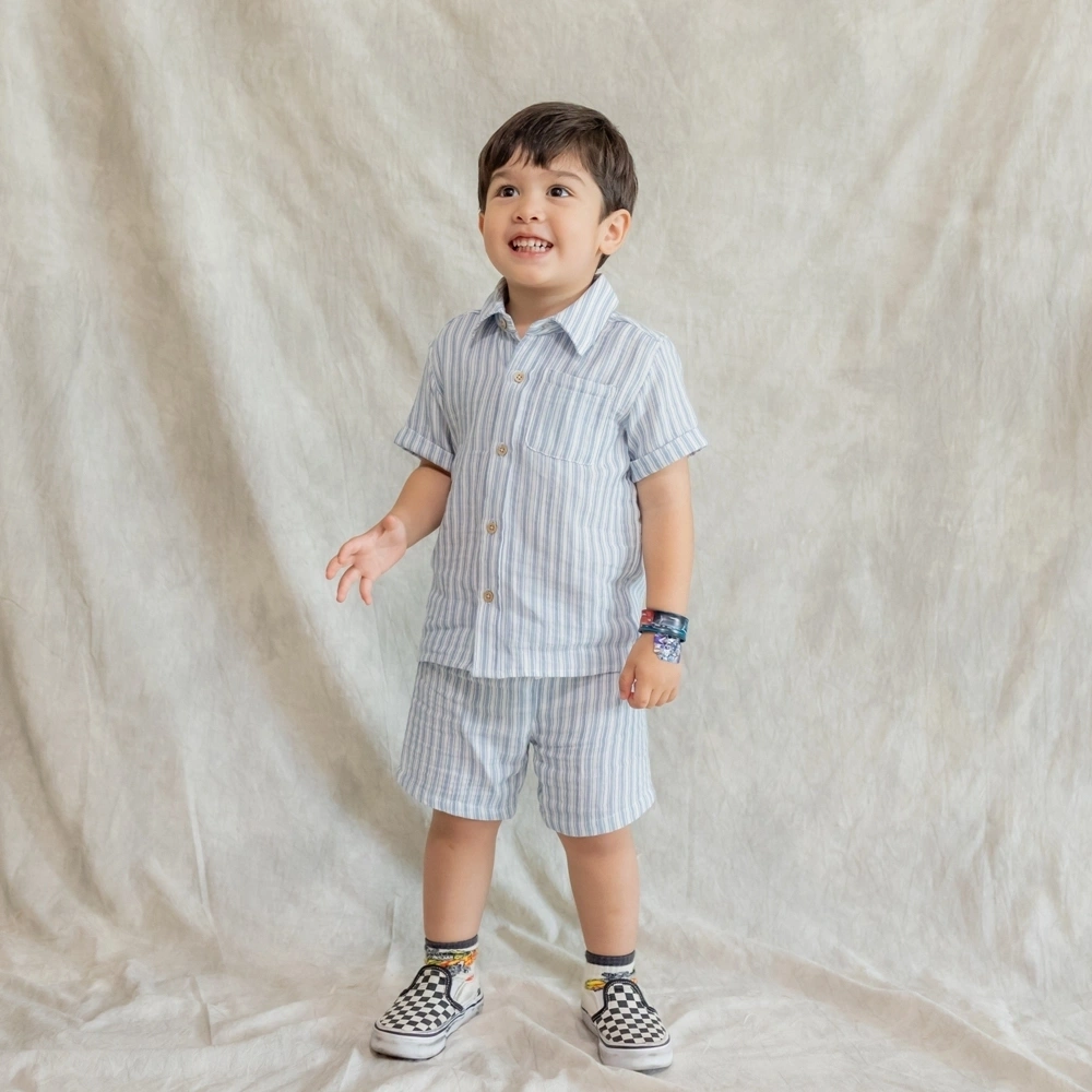 【Little Me】條紋梭織襯衫/褲子