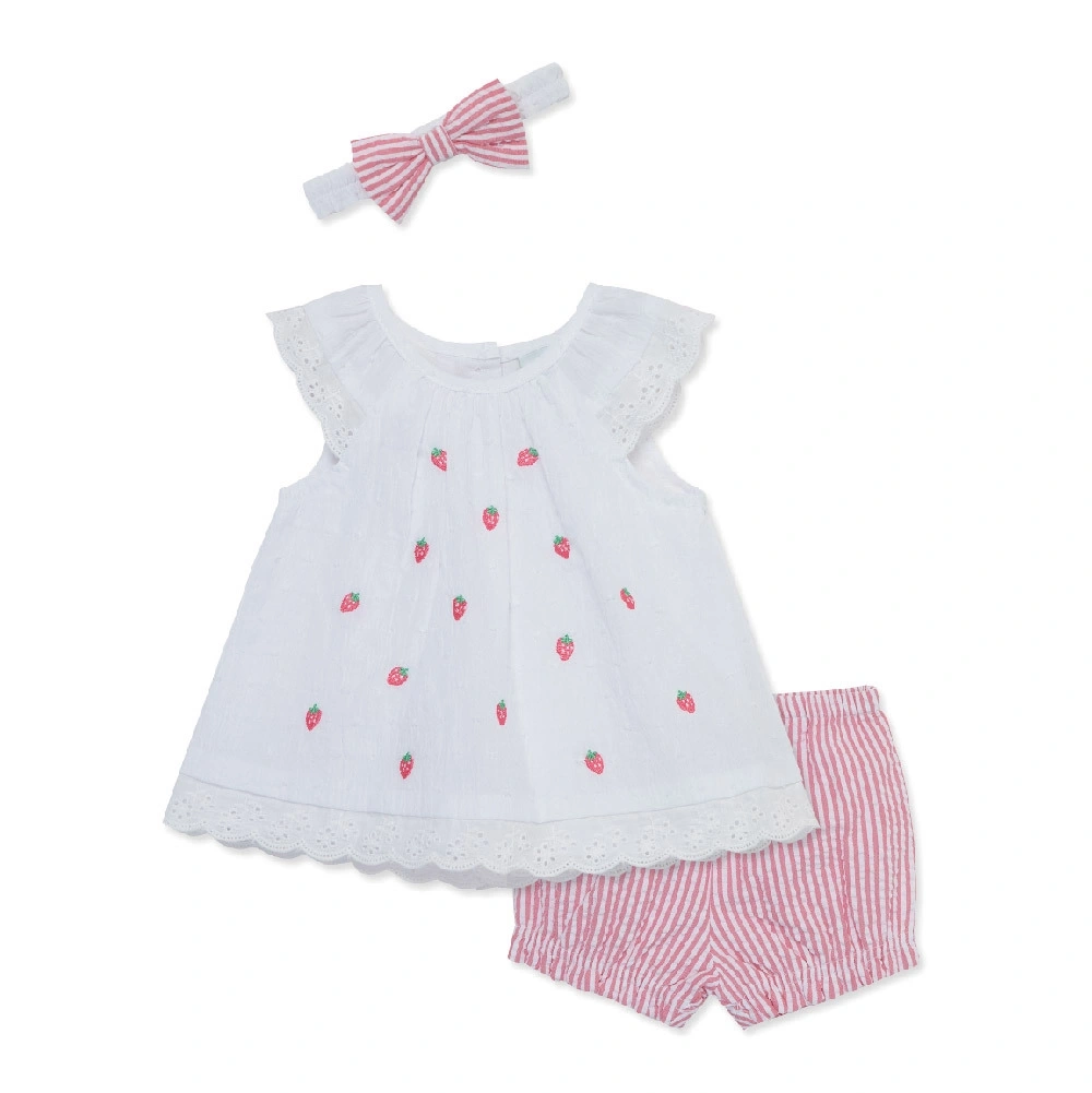 【Little Me】草莓花邊上衣/褲子/髮帶