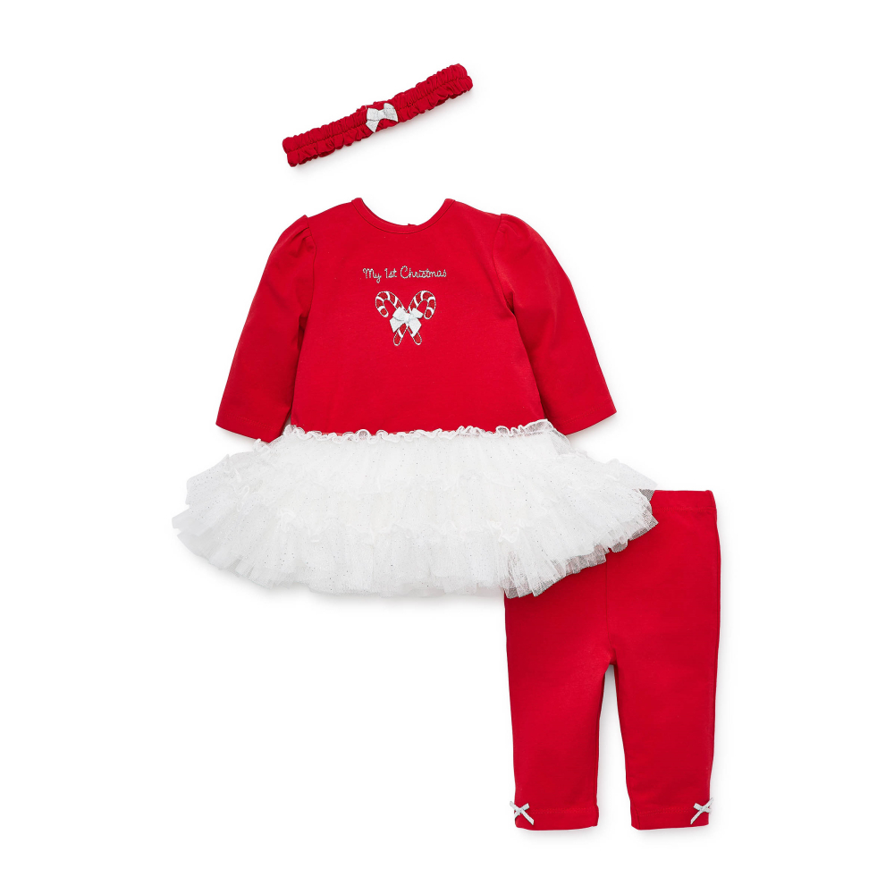 【Little Me】拐杖糖洋裝上衣/緊身褲/髮帶