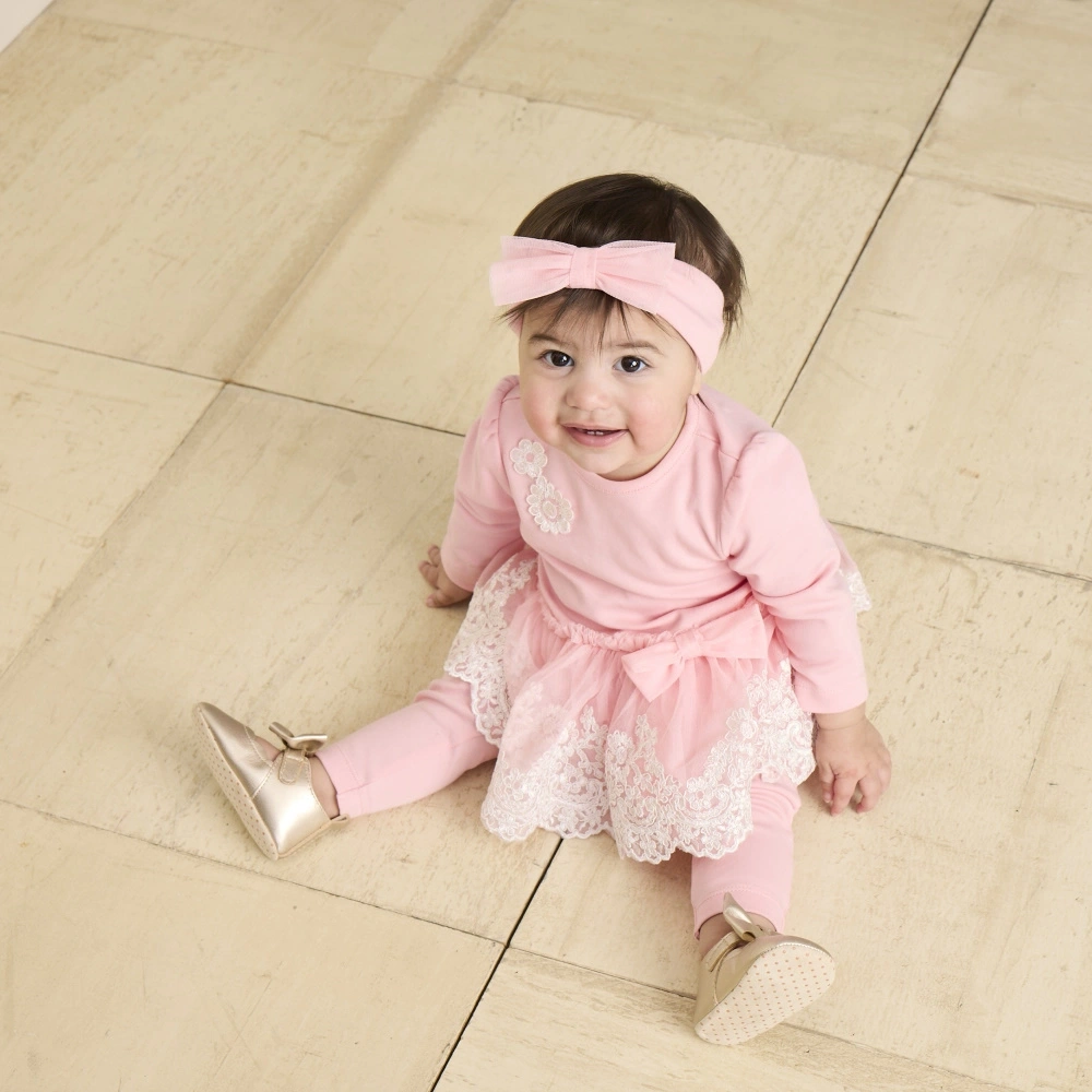 【Little Me】質感蕾絲短裙上衣/長褲/髮帶